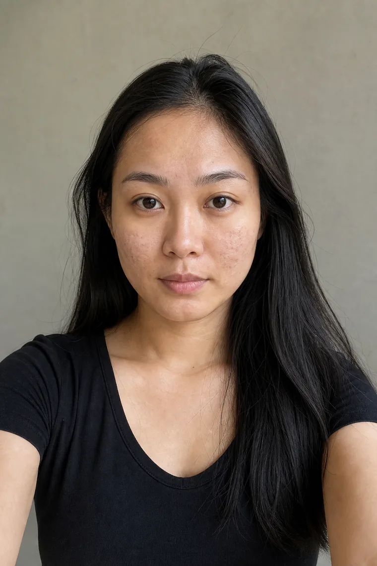 Synthetic source portrait for case 09, a 26-year-old Southeast Asian woman