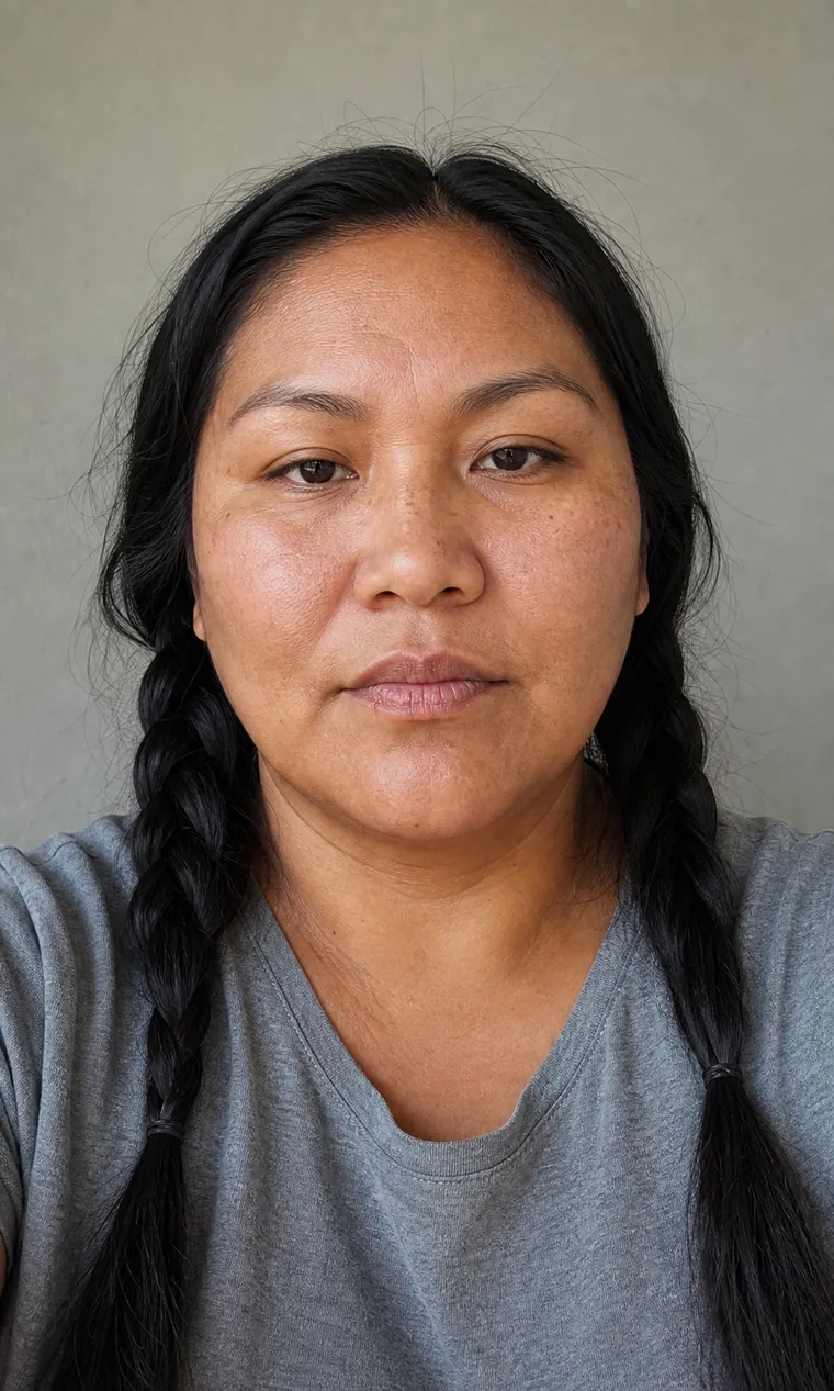 Synthetic source portrait for case 11, a 38-year-old Indigenous American woman