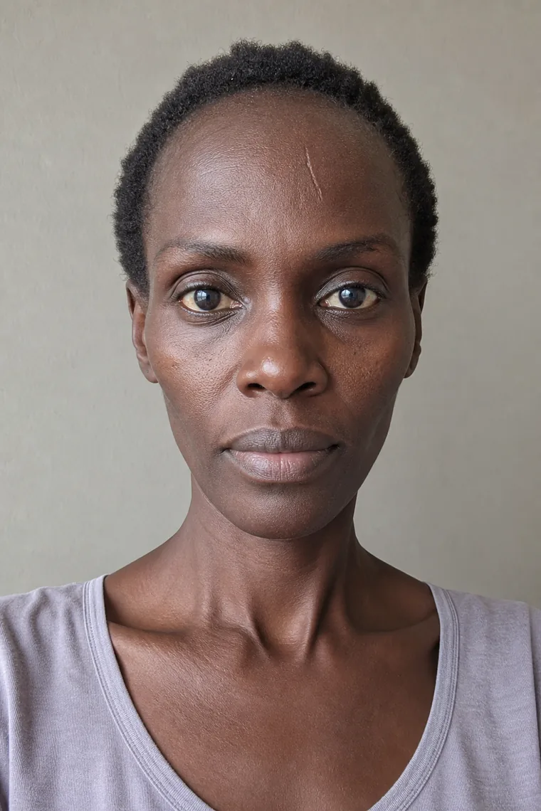 Synthetic source portrait for case 15, a 47-year-old East African woman