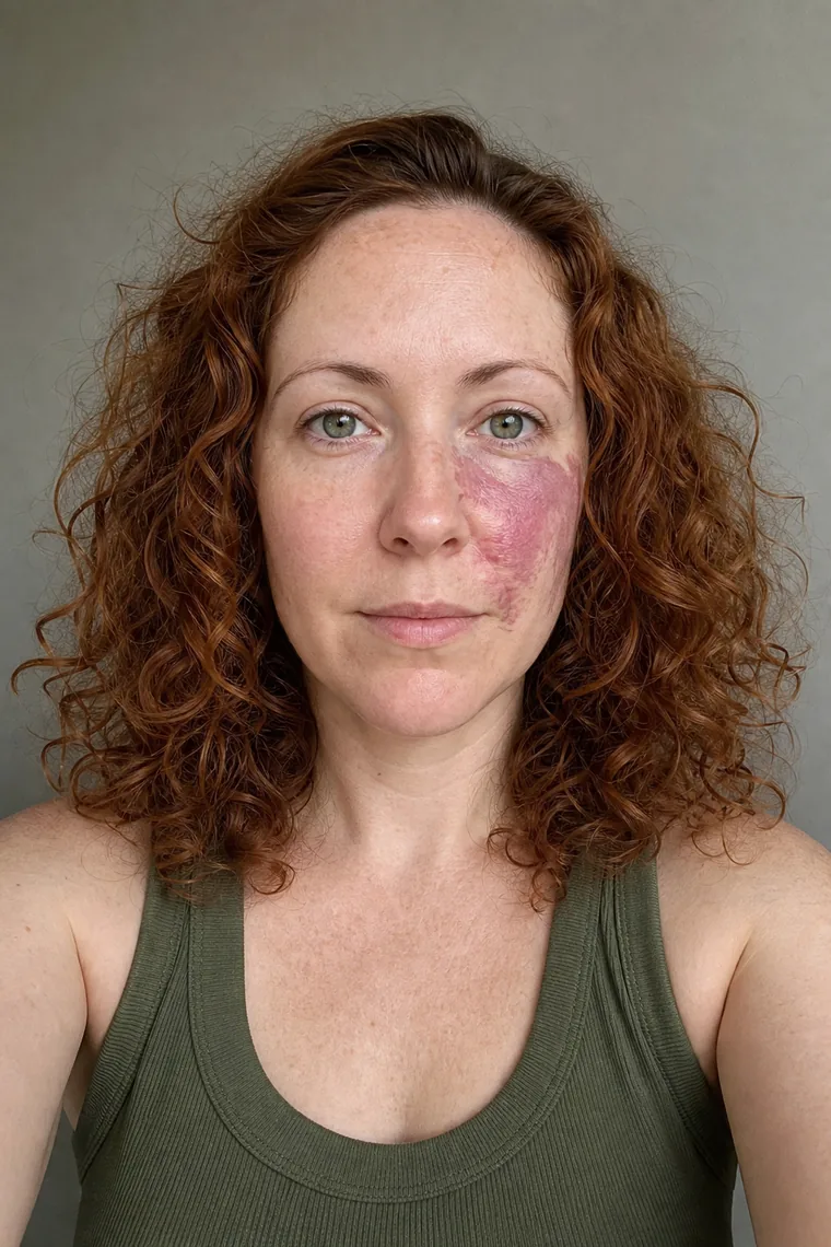 Synthetic source portrait for case 18, a 36-year-old white woman